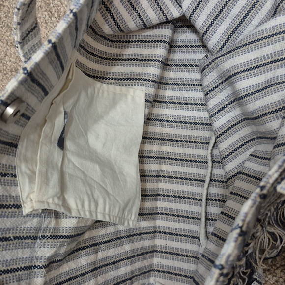 Aerie Striped Blue and White Fringe Tote Bag - Picture 5 of 16